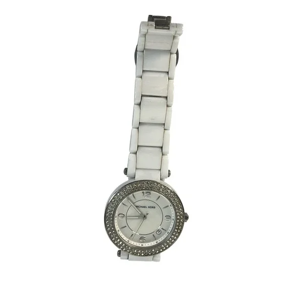 y2k vtg lot of 2 Michael Kors Ceramic Watch crystal bezel mother of pearl‎ - Picture 7 of 16